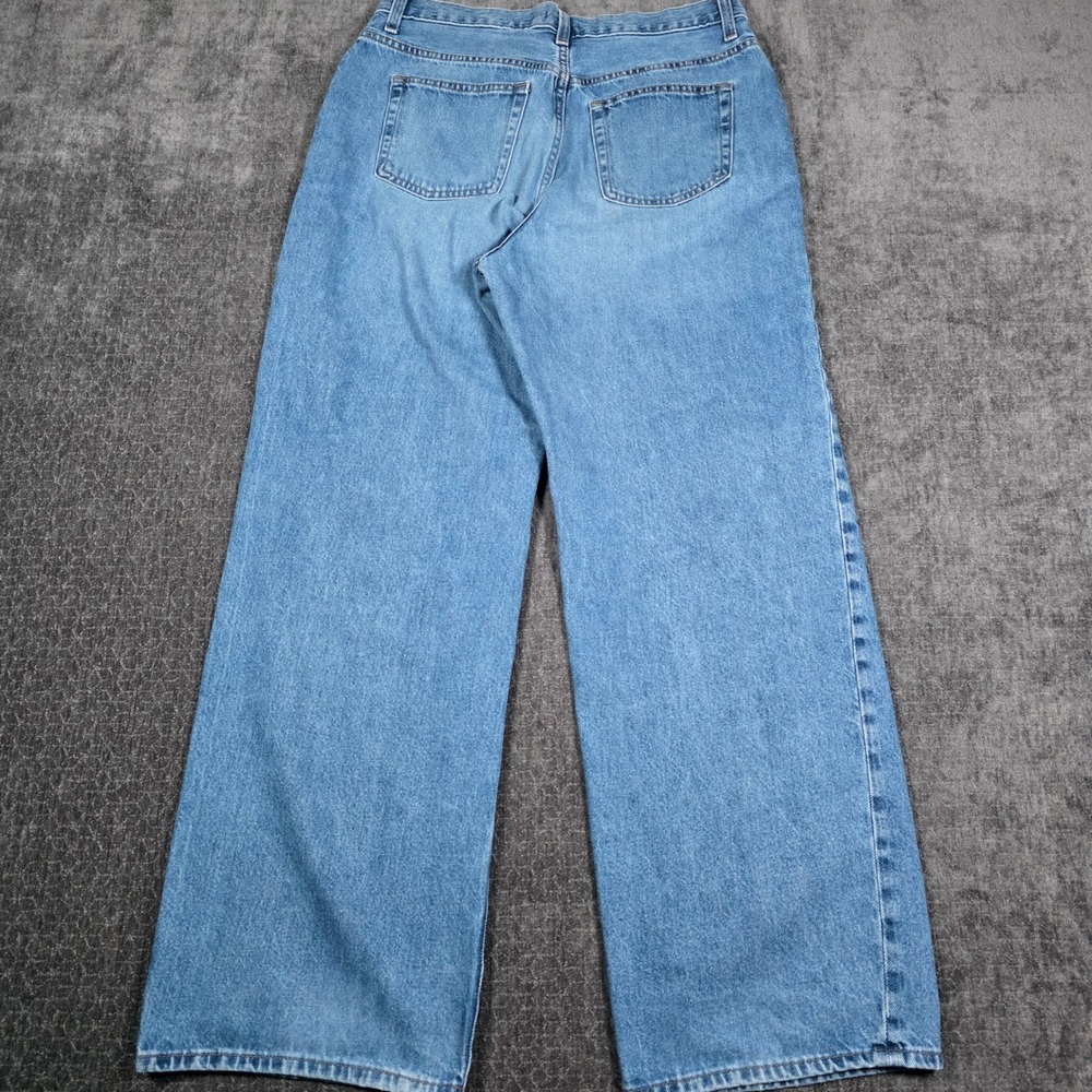 Uniqlo Jeans Mens 28 Fits 30x30 Light Wash Blue Wide Leg Baggy Denim 100% Cotton